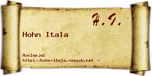 Hohn Itala névjegykártya